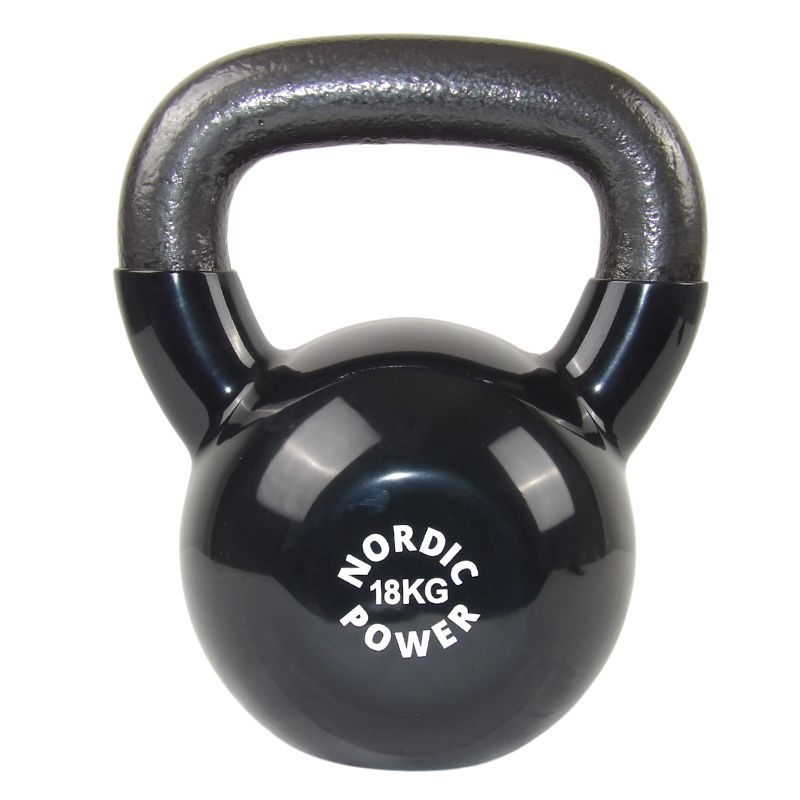 Kettlebell 18 kg, Sort jern med Vinyl - NORDIC POWER, Køb Billigst her - Maxis.dk