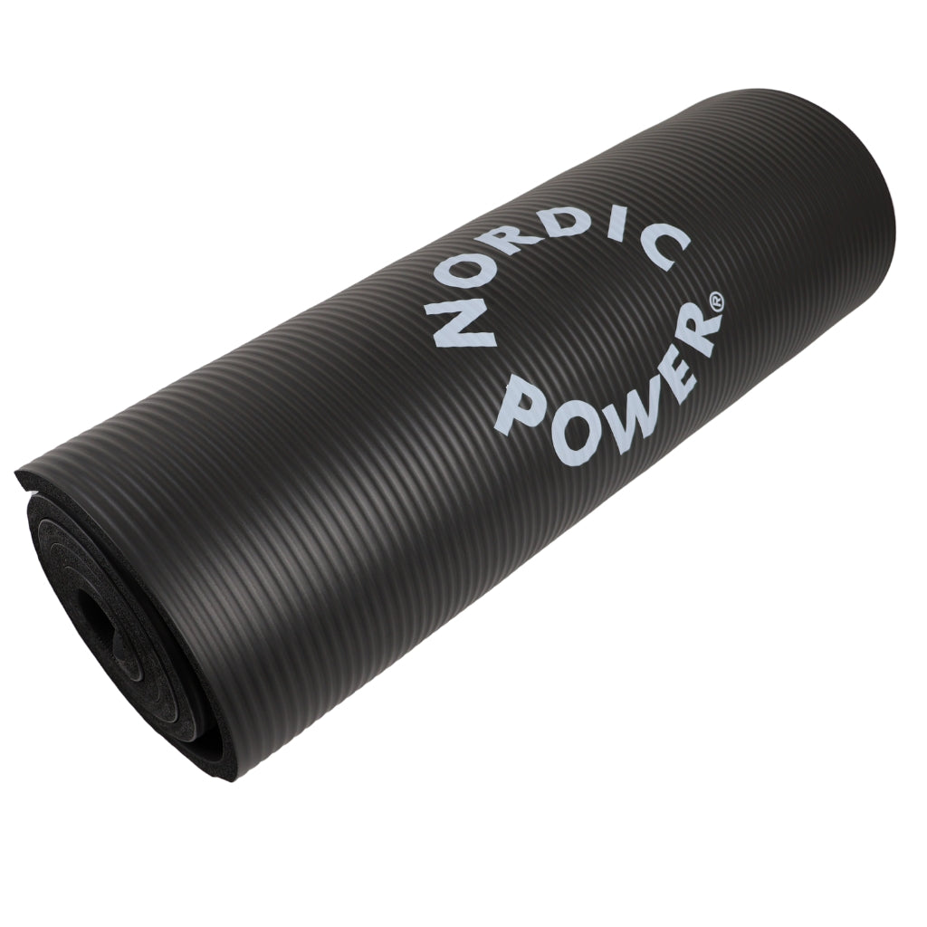Træningsmåtte Sort 1.5 cm Tyk - NORDIC POWER - TILBUD