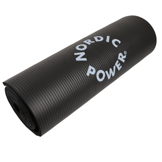 Træningsmåtte Sort 1.5 cm Tyk - NORDIC POWER - TILBUD