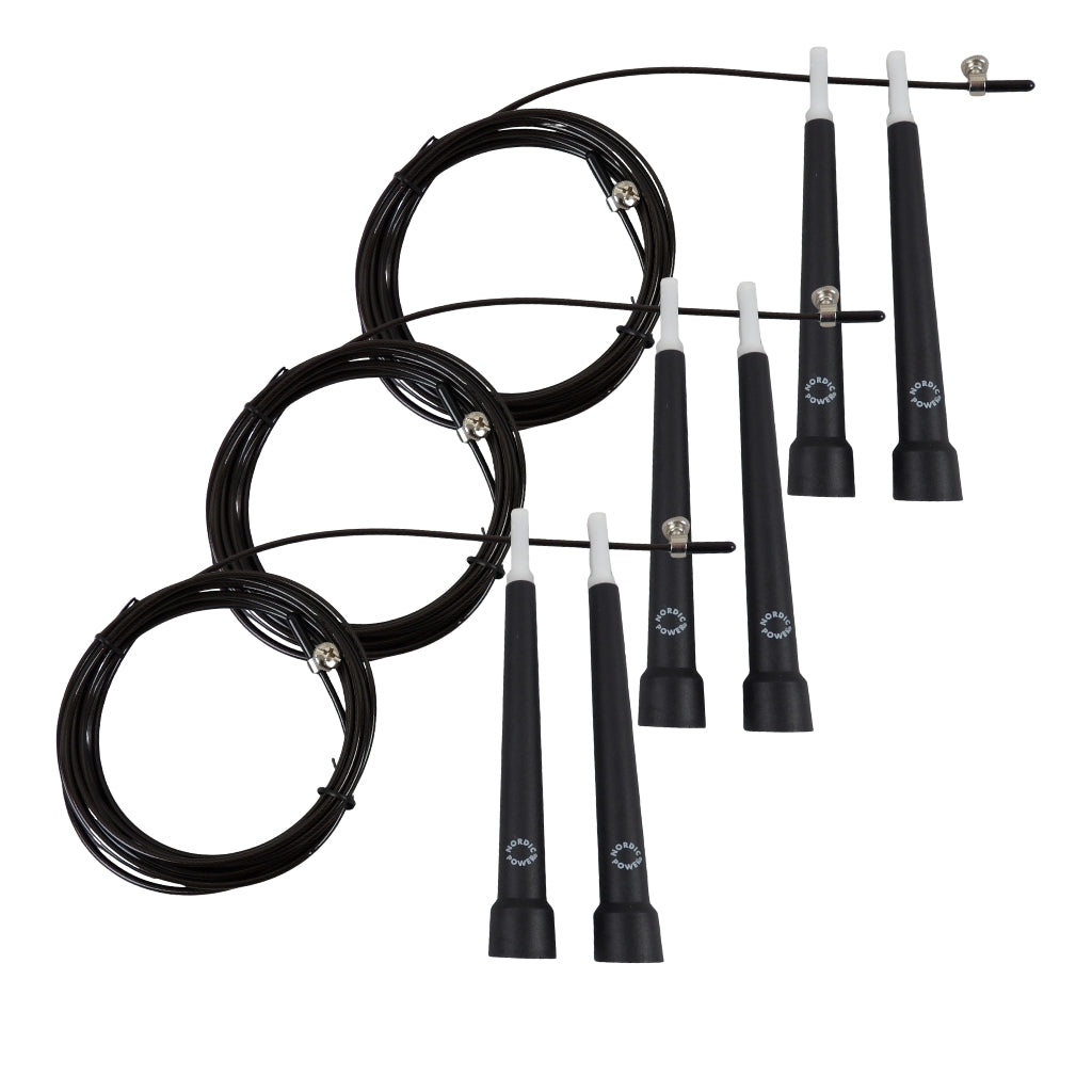 3 Stk. Speedrope PRO, Sort med wire - NORDIC POWER - Tilbud