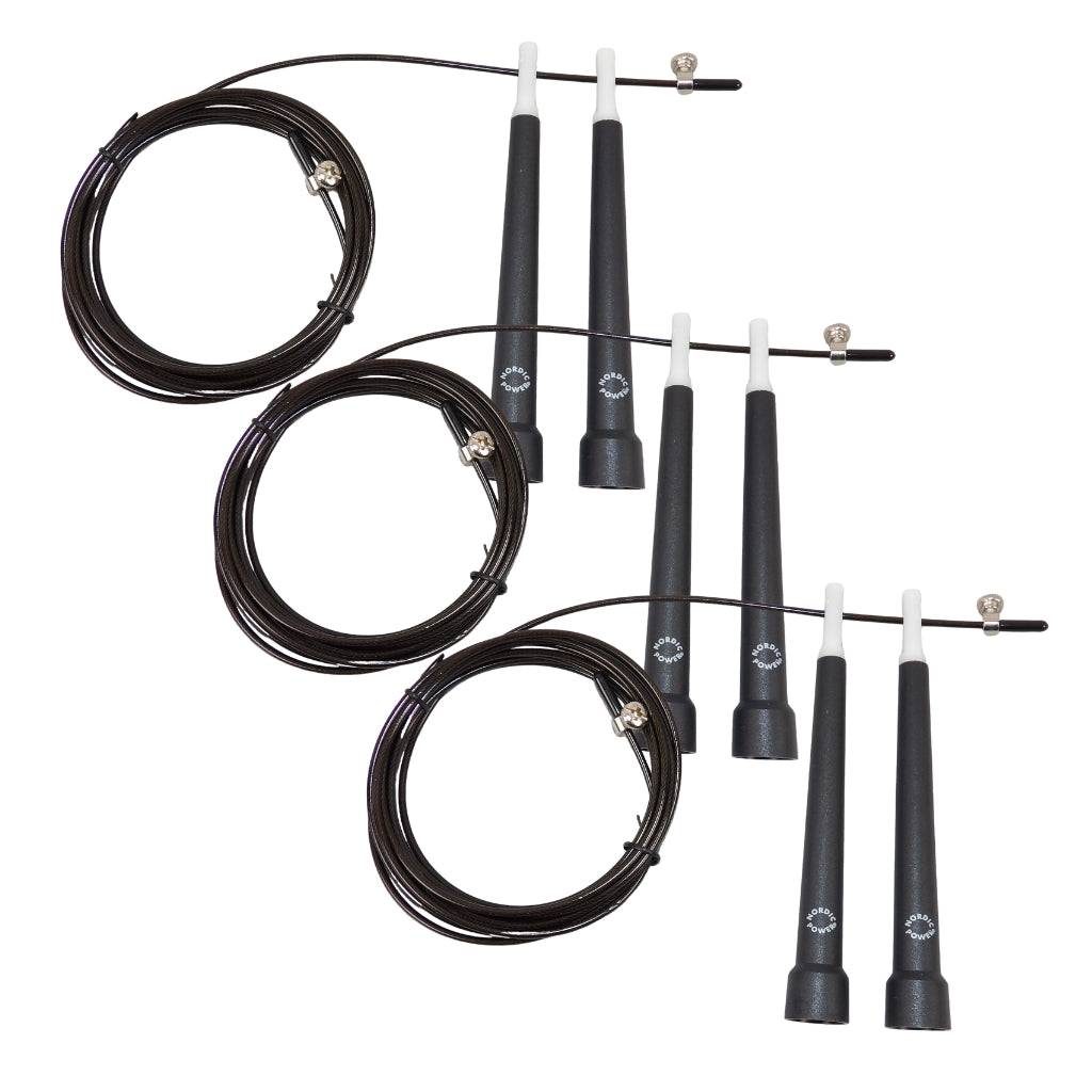 3 Stk. Speedrope PRO, Sort med wire - NORDIC POWER - Tilbud