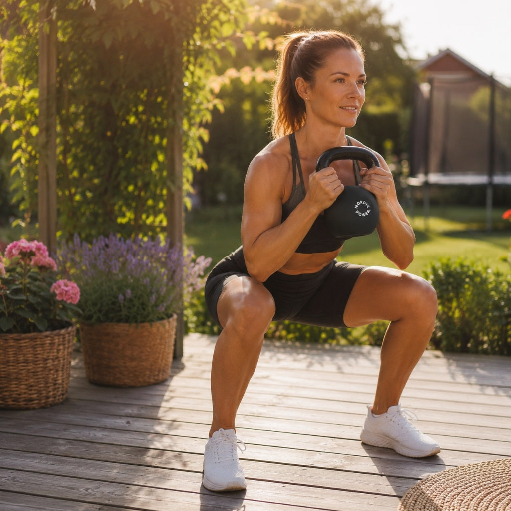 Kettlebell 12 Kg. Støbejern og Neopren - NORDIC POWER