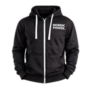 Sort Hoodie, Hættetrøje med lynlås Str. M, sporty fit - NORDIC POWER
