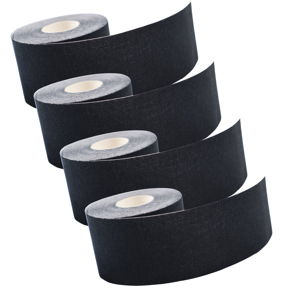Sportstape Elastisk, 5 Cm x 5 Meter, Sort - 4 Ruller
