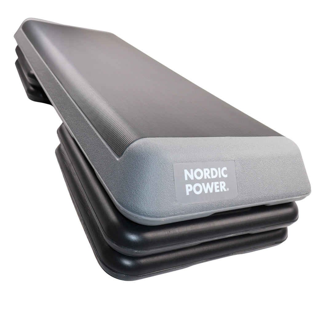 Stepbænk Justerbar 110 cm, Sort og Grå - NORDIC POWER