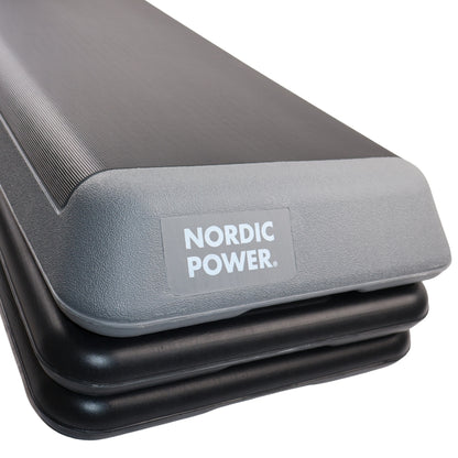 Stepbænk Justerbar 110 cm, Sort og Grå - NORDIC POWER