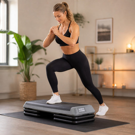 Stepbænk Justerbar 110 cm, Sort og Grå - NORDIC POWER