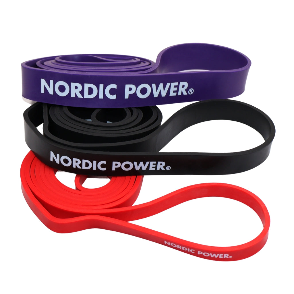 Strength Band 3 Pk. Rød, Sort, Lilla i Latex - NORDIC POWER