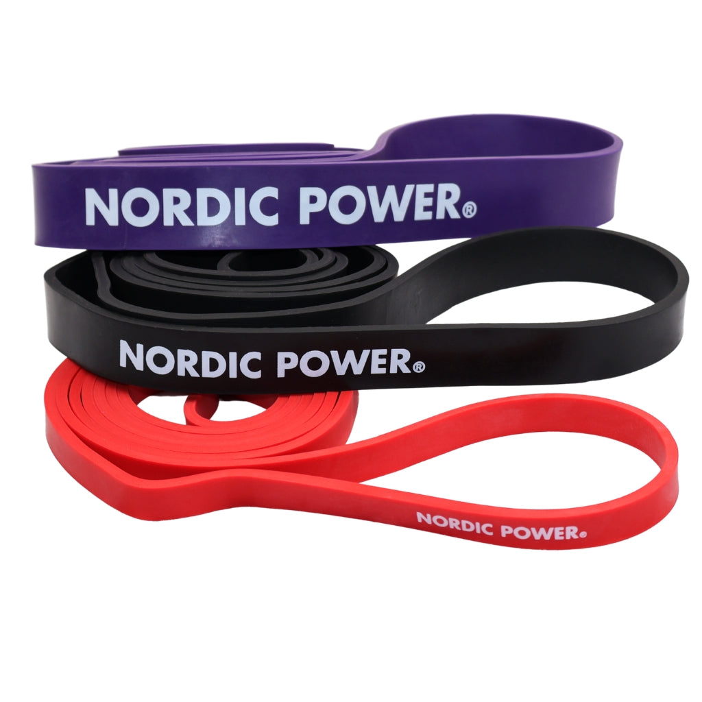 Strength Band 3 Pk. Rød, Sort, Lilla i Latex - NORDIC POWER