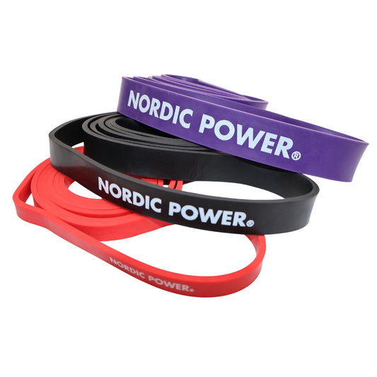 Strength Band 3 Pk. Rød, Sort, Lilla i Latex - NORDIC POWER