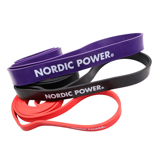 Strength Band 3 Pk. Rød, Sort, Lilla i Latex - NORDIC POWER