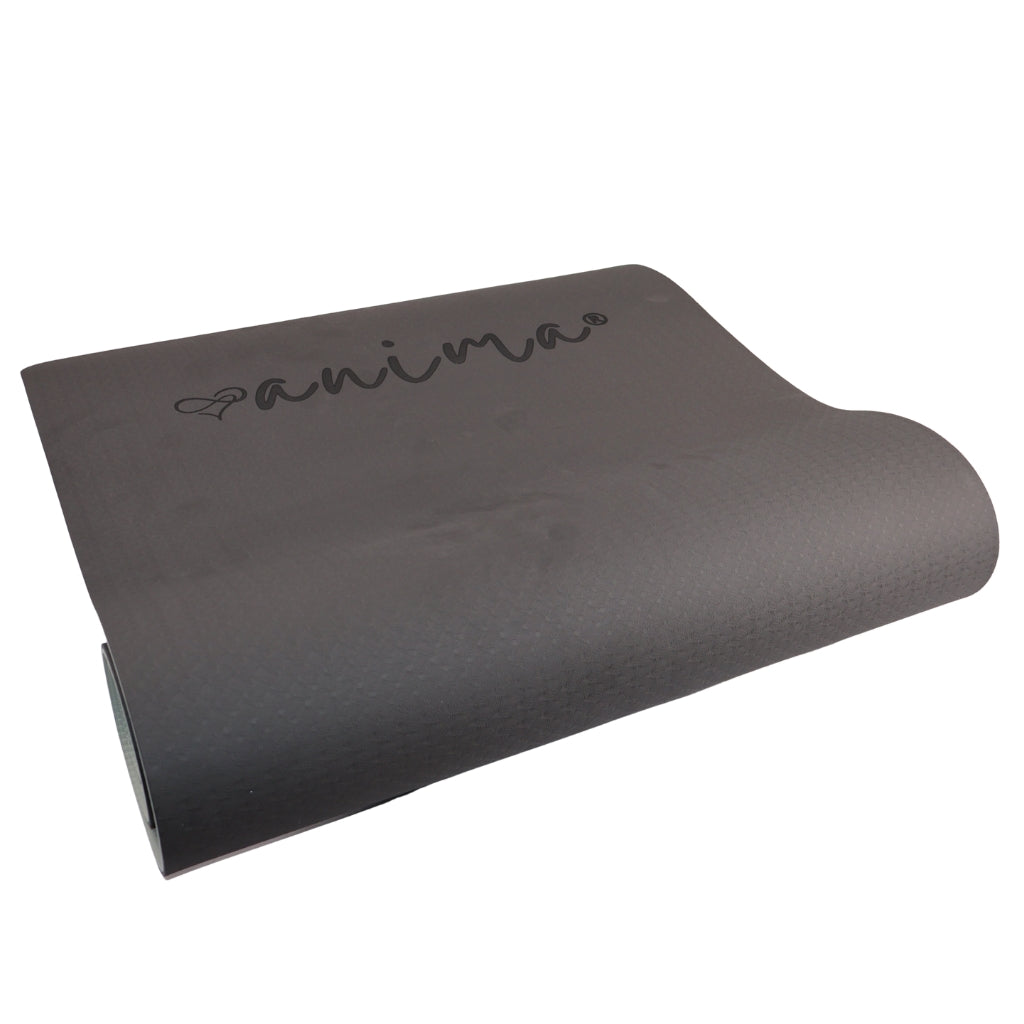 Yogamåtte TPE, Sort / Grå 6 mm - ANIMA
