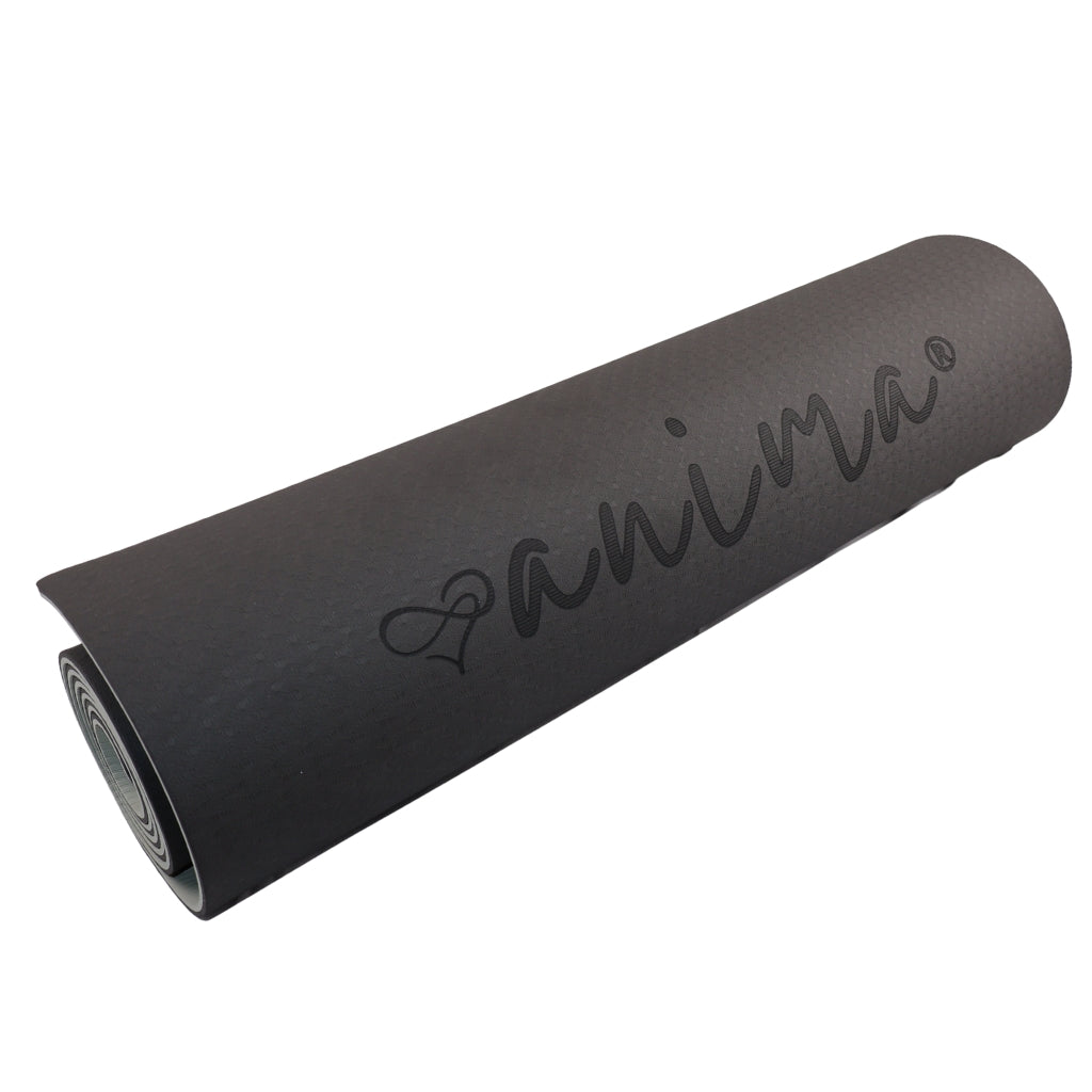 Yogamåtte TPE, Sort / Grå 6 mm - ANIMA