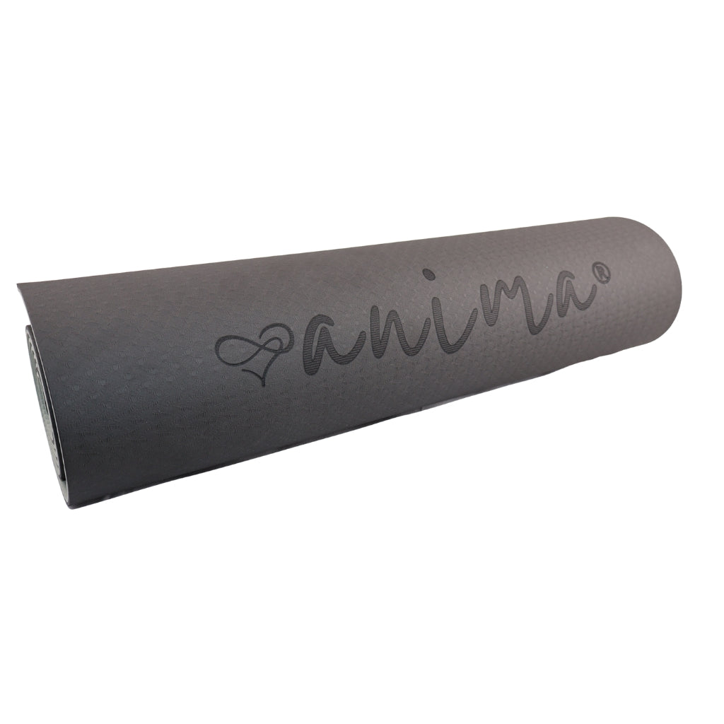 Yogamåtte TPE, Sort / Grå 6 mm - ANIMA