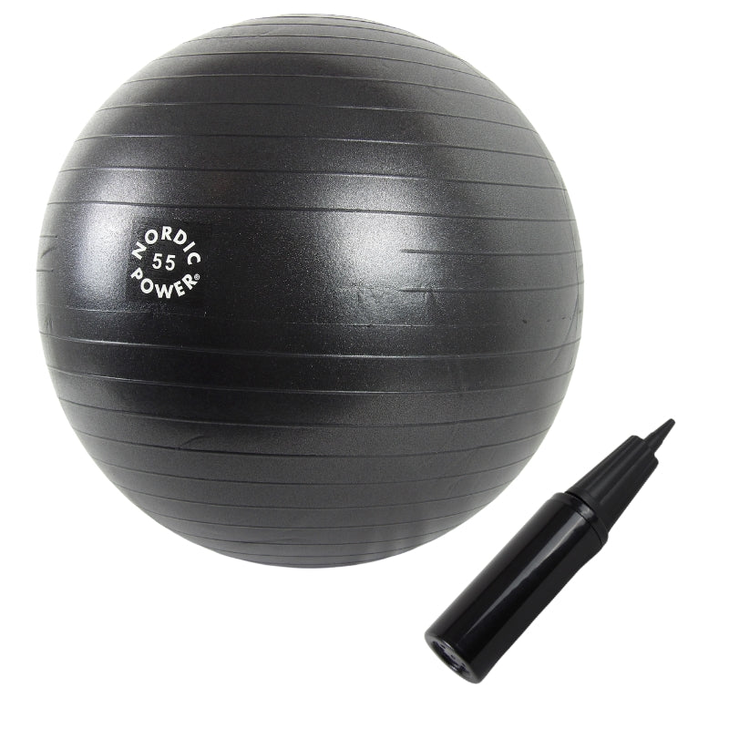 Træningsbold 55 cm Sort, Inkl. Pumpe - NORDIC POWER