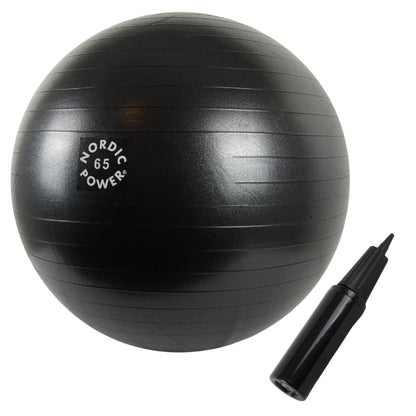 Træningsbold 65 cm Sort, Inkl. Pumpe - NORDIC POWER
