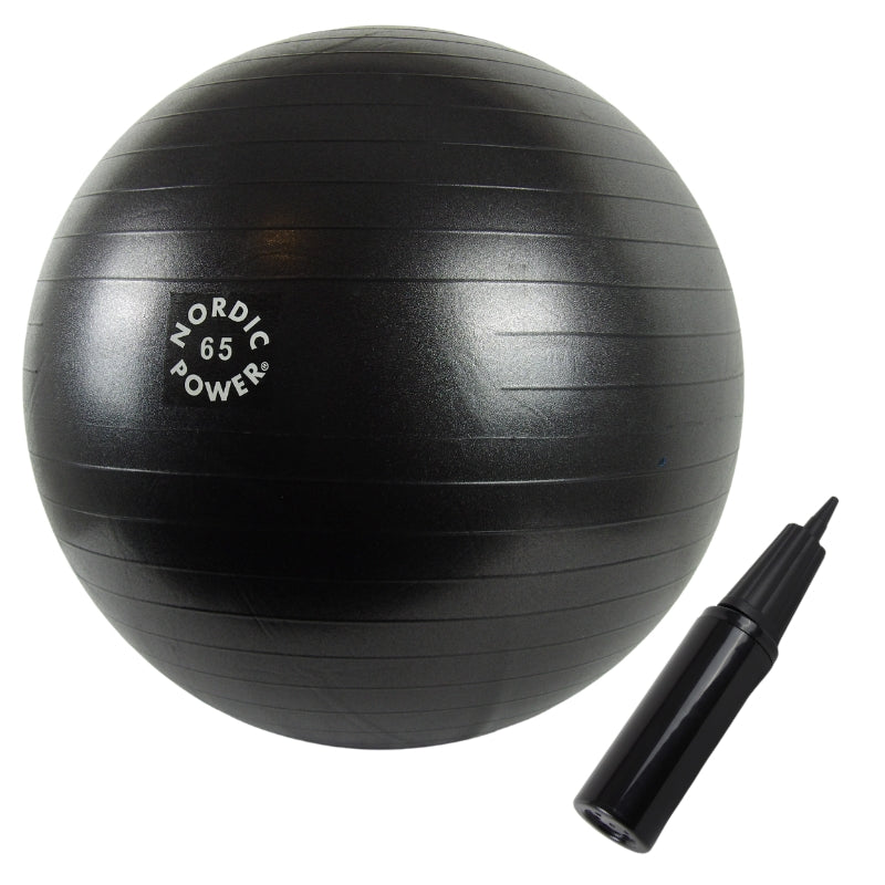 Træningsbold 65 cm Sort, Inkl. Pumpe - NORDIC POWER