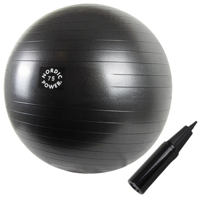 Træningsbold 75 cm Sort, Inkl. Pumpe - NORDIC POWER