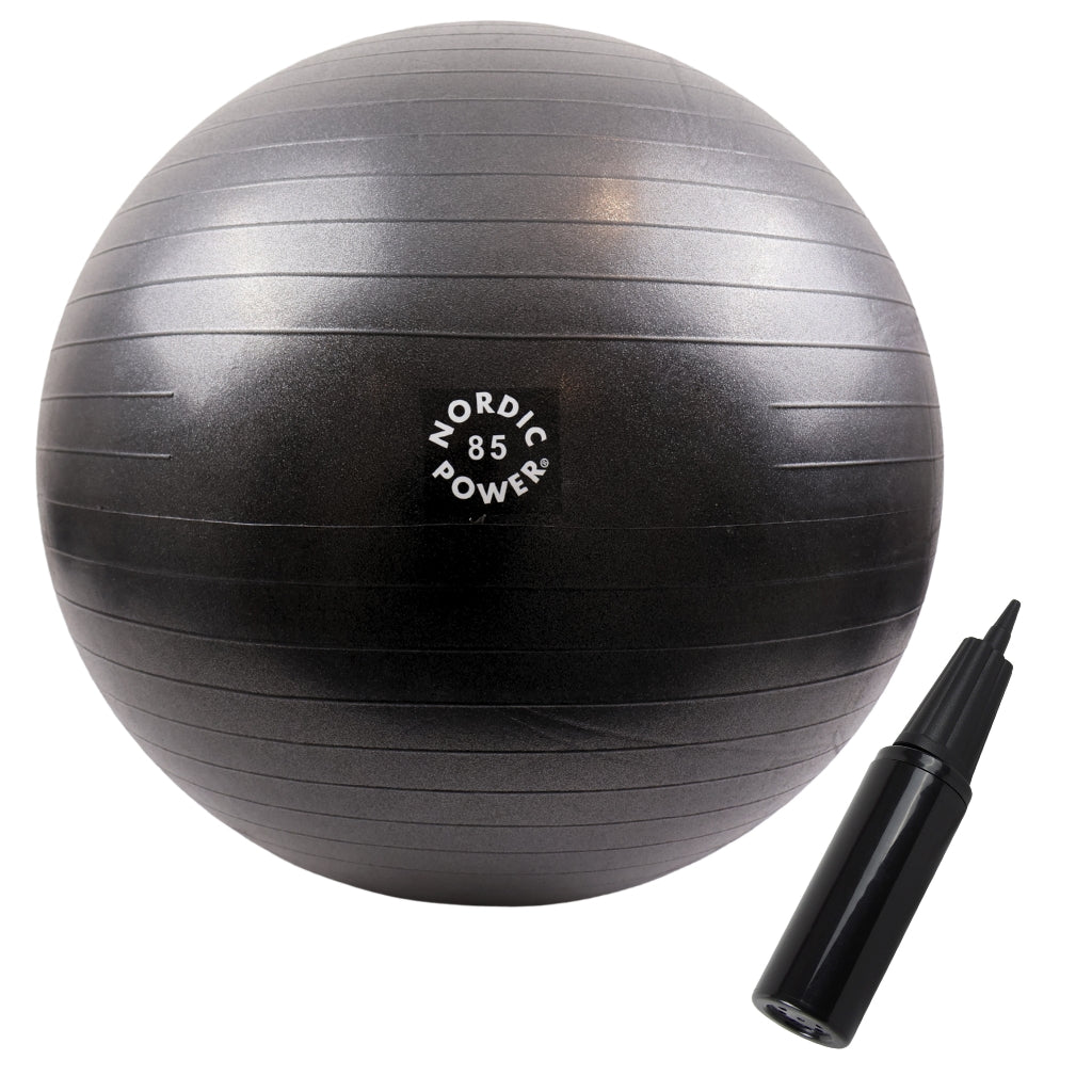 Træningsbold 85 cm Sort, inkl. Pumpe - NORDIC POWER