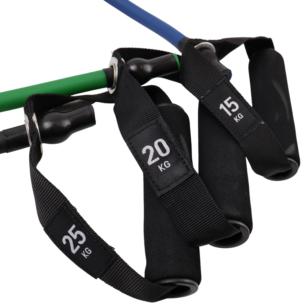 Træningselastikker med håndtag, 3 pk. Exertubes i Latex - NORDIC POWER