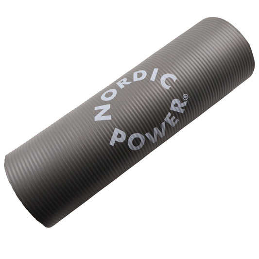 Træningsmåtte Grå 1.5 cm Tyk, med pose - NORDIC POWER