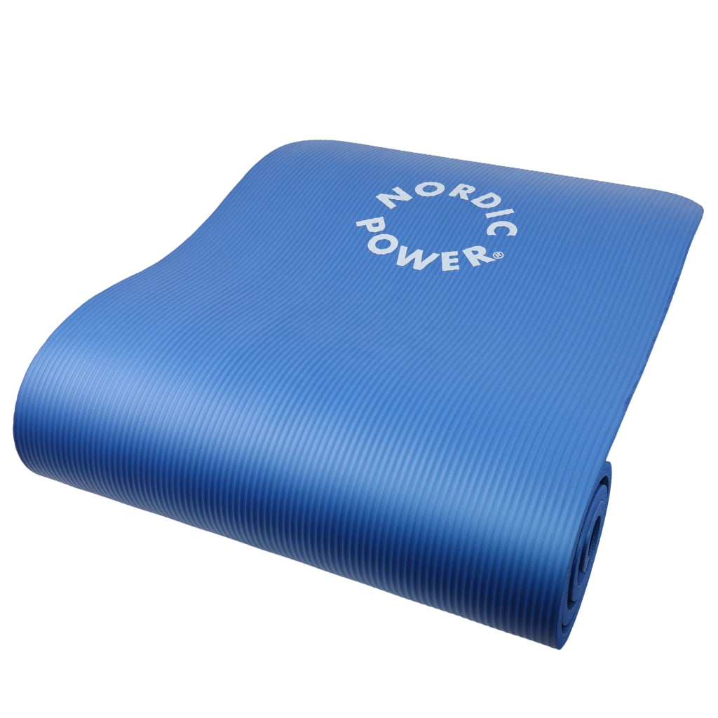Træningsmåtte Blå 1.5 cm Tyk, med pose - NORDIC POWER
