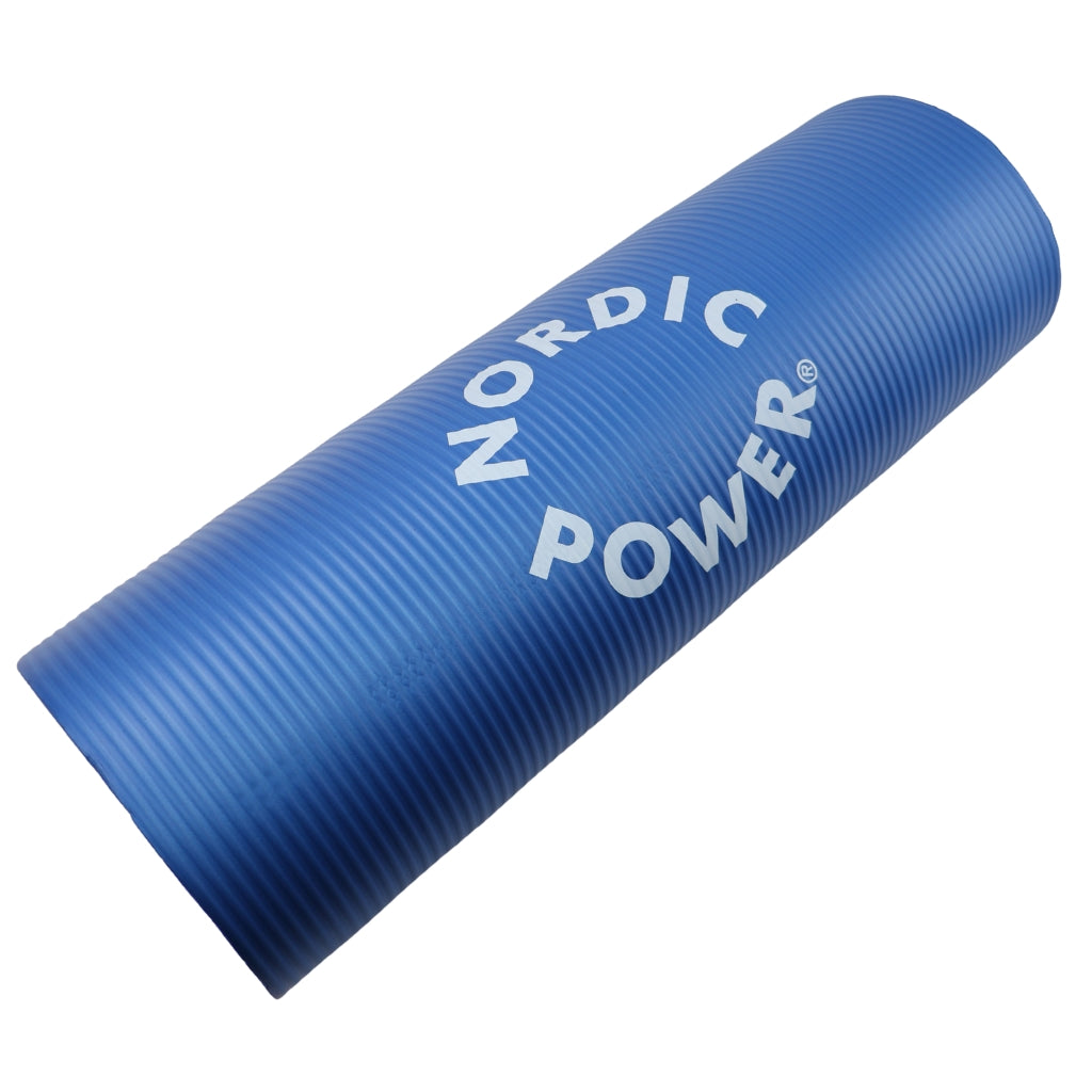Træningsmåtte Blå 1.5 cm Tyk, med pose - NORDIC POWER