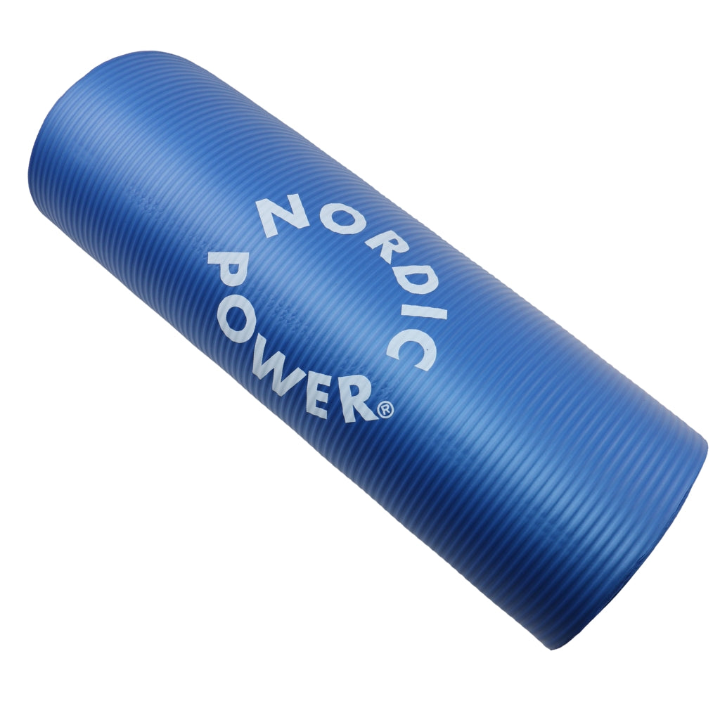 Træningsmåtte Blå 1.5 cm Tyk, med pose - NORDIC POWER