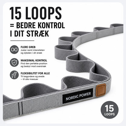 Yoga Stretching Strap, grå - NORDIC POWER